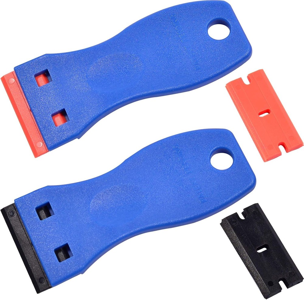 2pcs 1.5” Plastic Razor Scraper with Comfort Handle, Multipurpose Double Edge