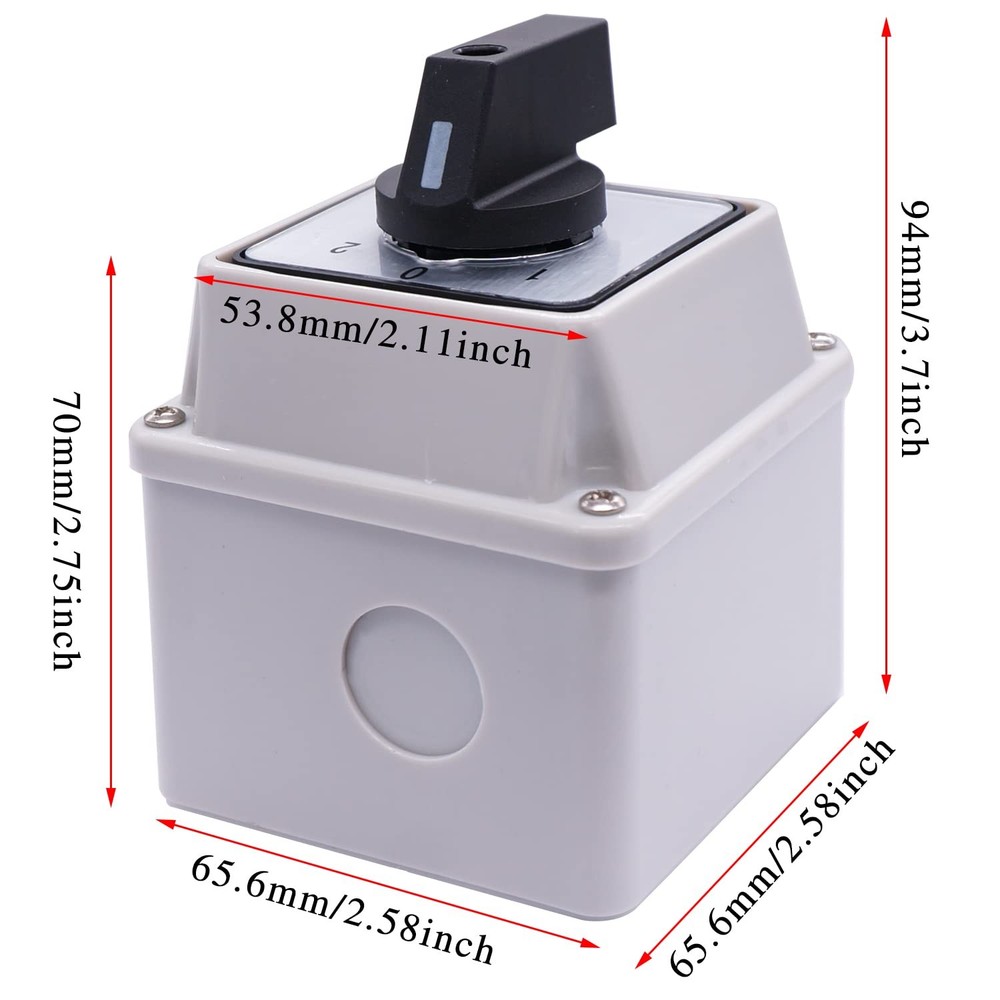 Changeover Switch 3 Position Selector Switch 8 Terminals 20A 550V Universal L...