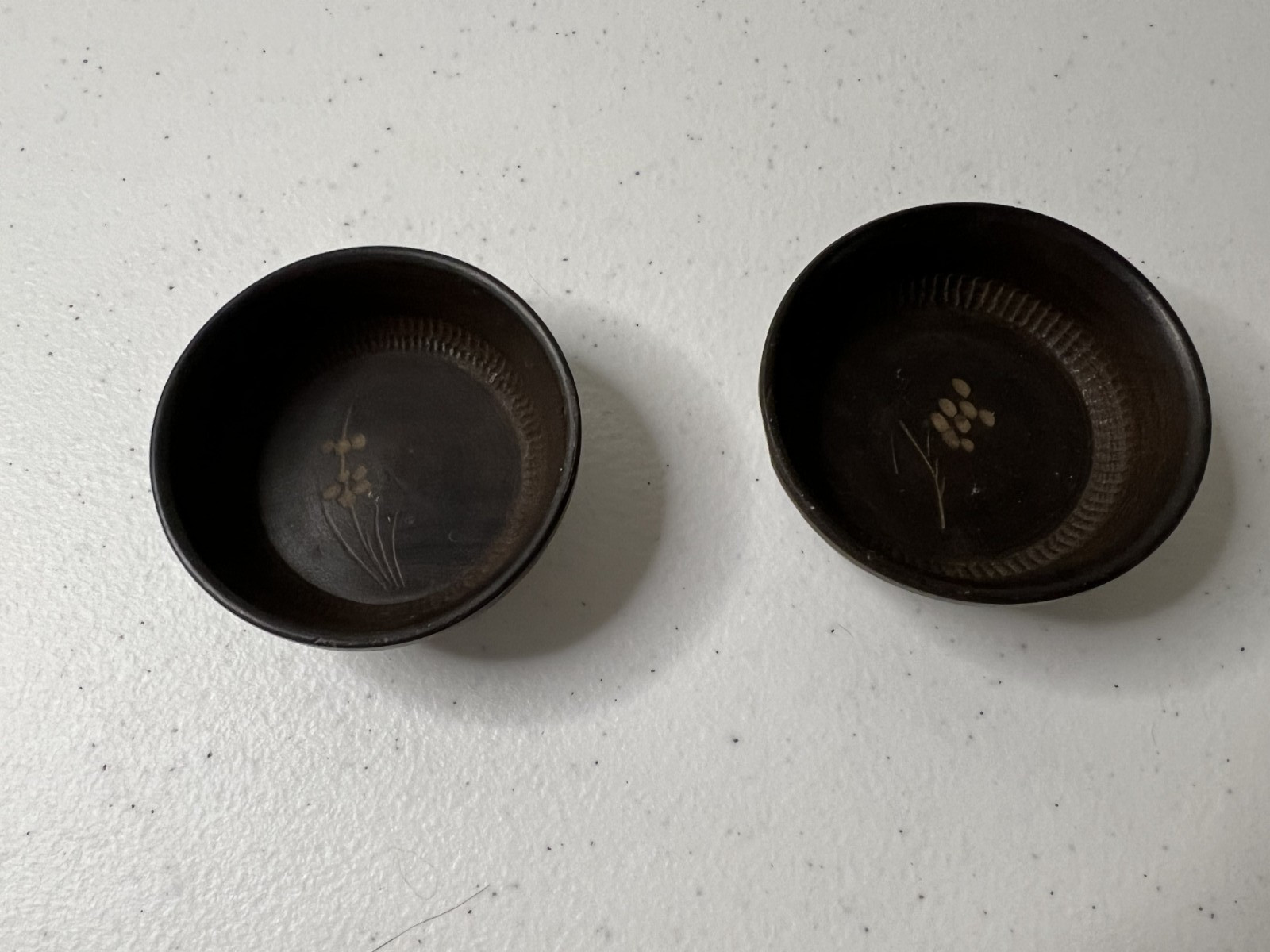 Pair of Antique Hand Carved Wood Salt Cellars