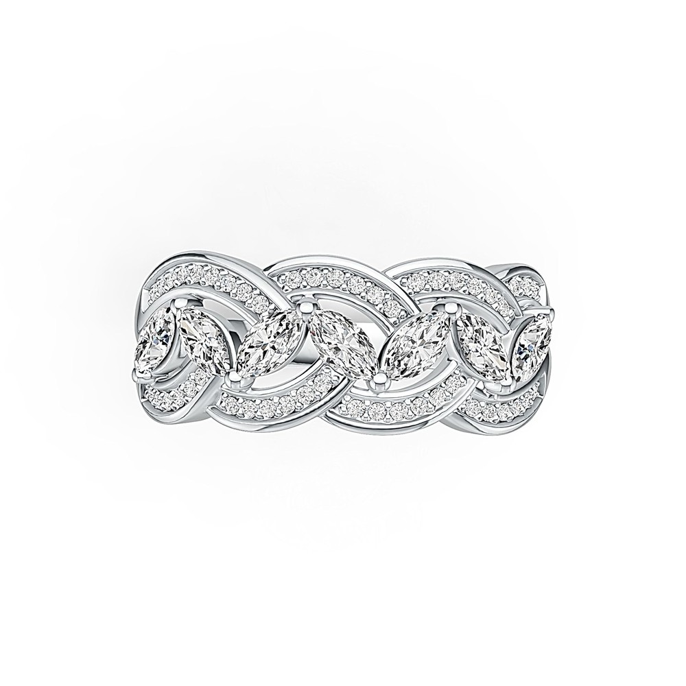Sterling Silver Ring Braided Stackable Theme in White Topaz or Moissanite
