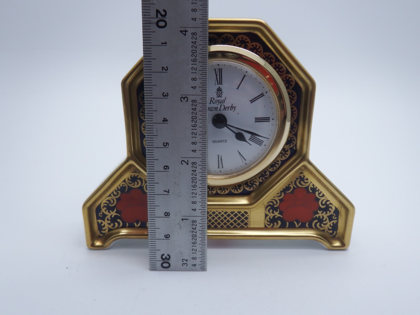 ROYAL CROWN DERBY 1128 SOLID GOLD BAND CLOCK 1ST QUALITY