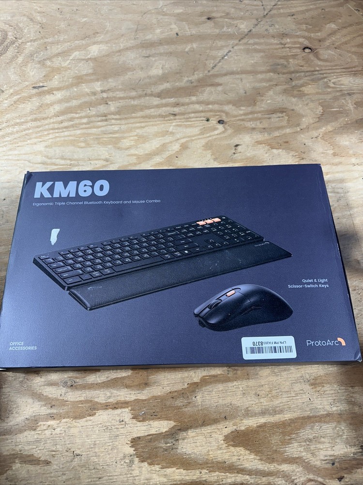 ProtoArc Wireless Keyboard and Mouse, KM60 Full-Size Bluetooth Keyboard Mouse