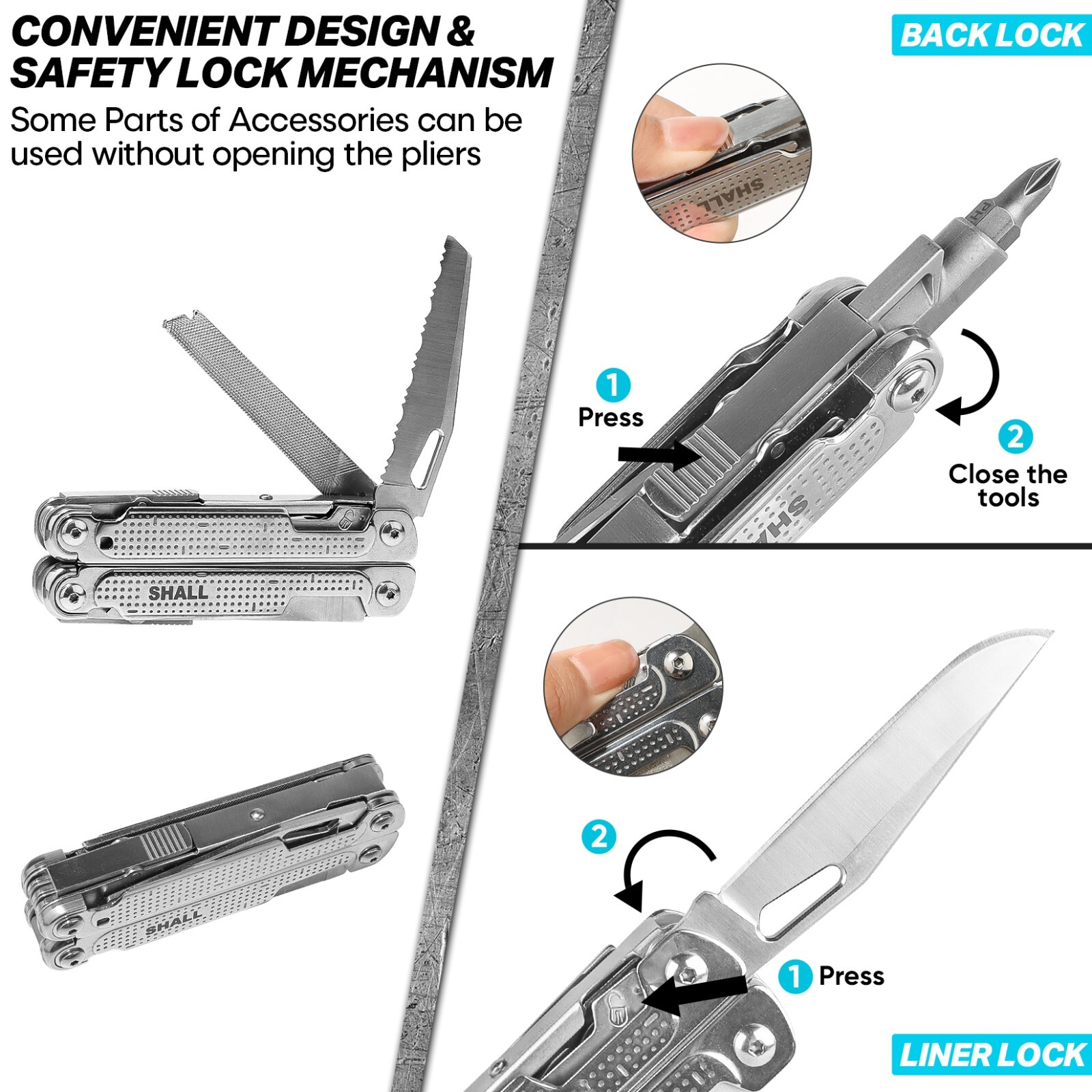 SHALL 18in1 Multitool Pliers,Multi Tool,Stainless Steel Multi-tool Pocket Knife