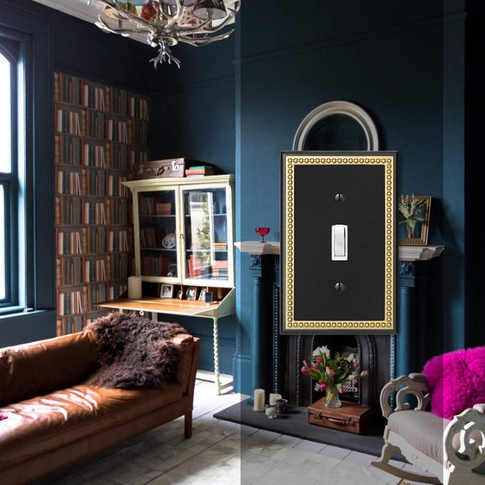 Pearled Frame Decorative Wall Plate Switch Plate Outlet Cover (Single Toggle ...