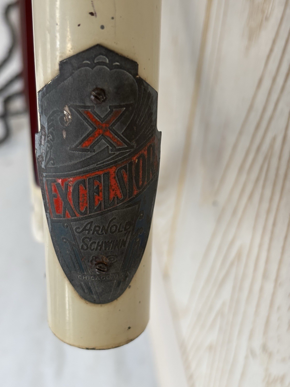 Prewar 1941 Schwinn Excelsior Autocycle Maroon Ivory Cantilever Frame