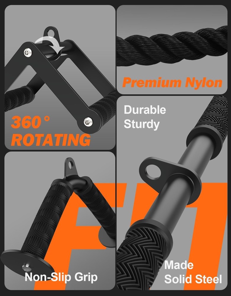 Cable Machine Attachment Set, LAT Pulldown Attachments for Home Gym Equipment...