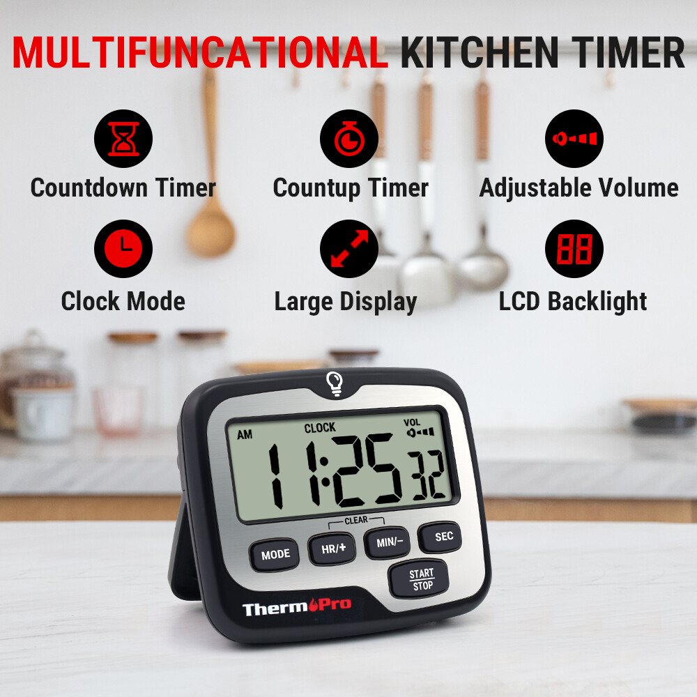 ThermoPro TM01 Digital Kitchen Timer with Backlight Countdown Count Up Timer LCD
