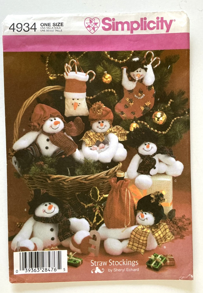 Simplicity Christmas Snowmen Pattern 4934 UNCUT