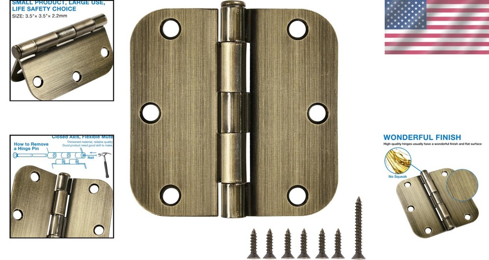 Decorative Antique Brass Door Hinges 12 Pack