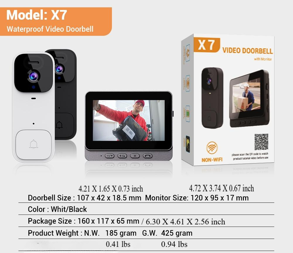 Smart Visual Intercom Video Doorbell PIR Motion + Wireless Chime+WIFI Cloud Save