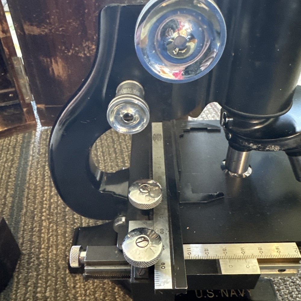 Spencer Buffalo Microscope U.S. NAVY WWII & Storage Box