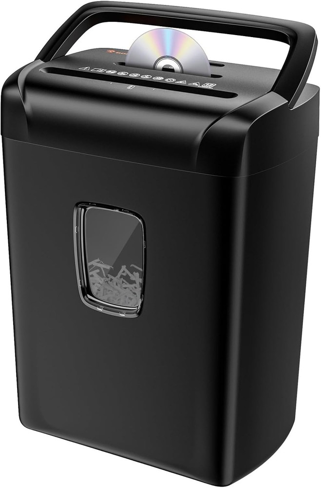 Portable 12-Sheet Office Shredder, High Security
