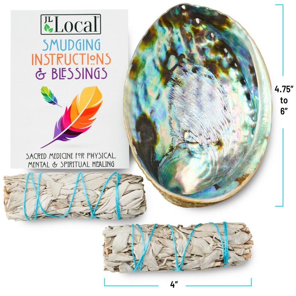 White Sage Smudge Stick Smudge Kit with Abalone Shell | Sage Bundle Smudging Kit
