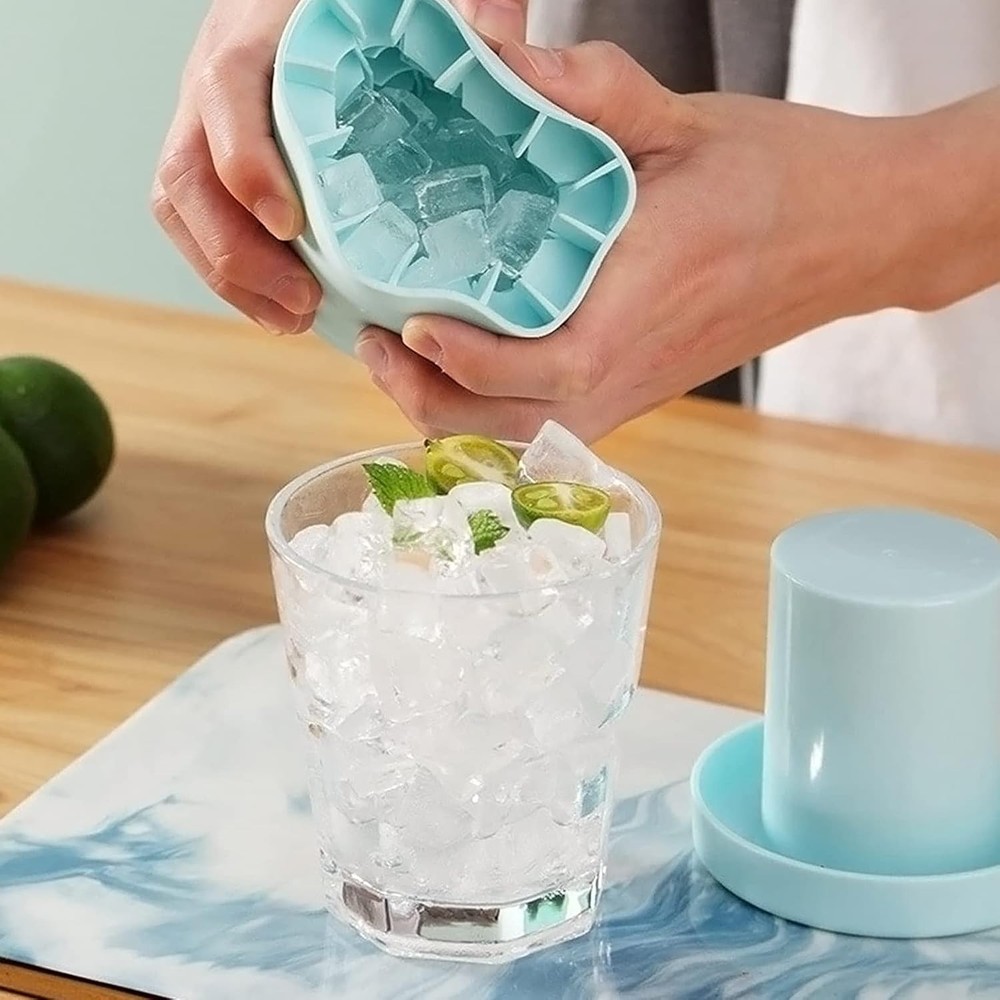 Versatile Silicone Ice Cube Maker - 2 Pack with 2-in-1 Coaster Function