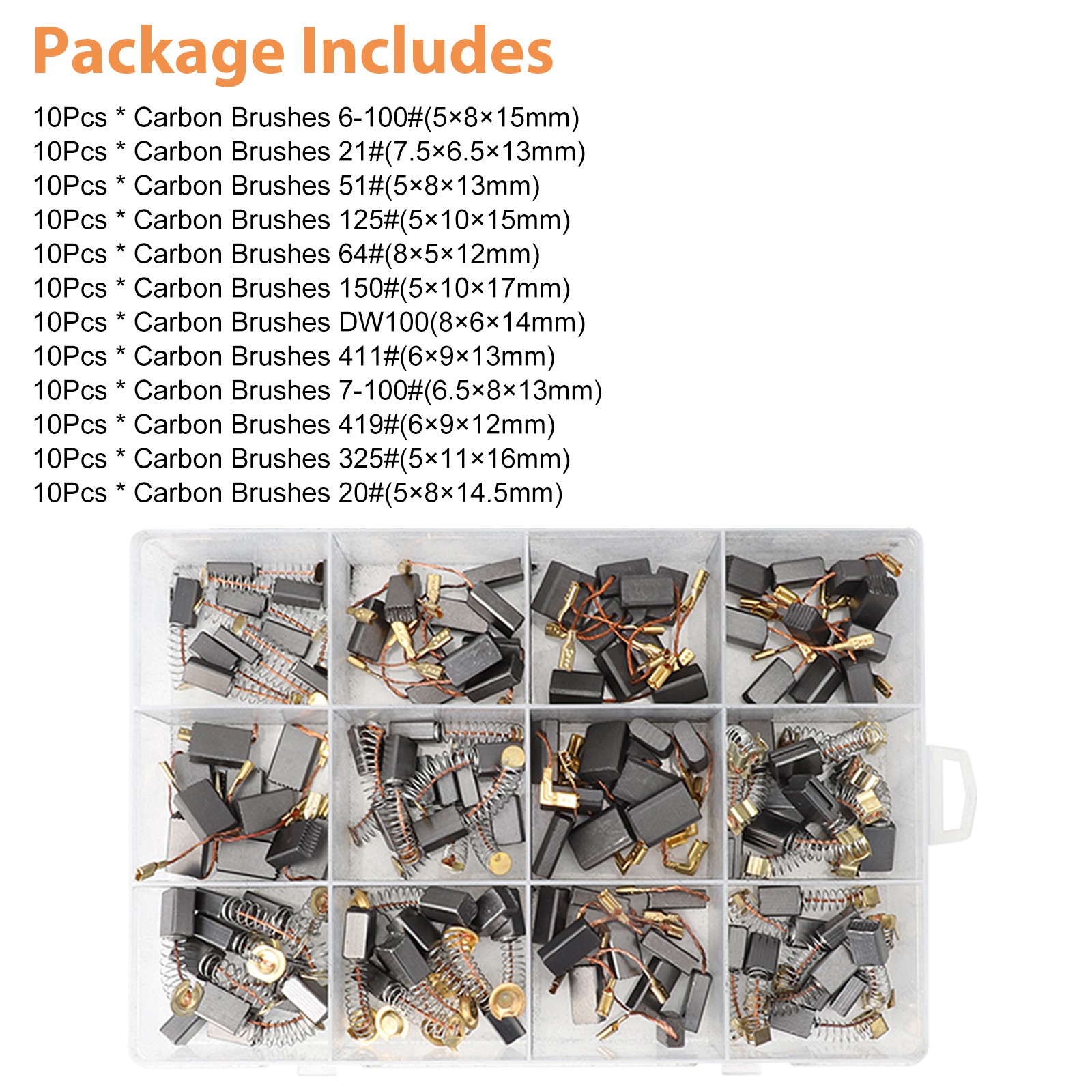 120pcs Power Tool Carbon Brushes Motor Repair Set for Drills Saws Grinder Vacuum