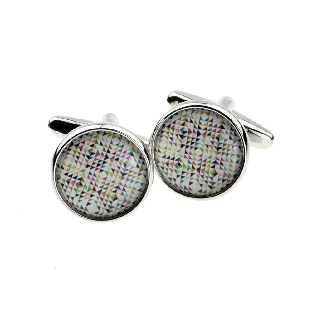 Kaleidoscope Design Round Cufflinks Presented in a Box - X2BOC287