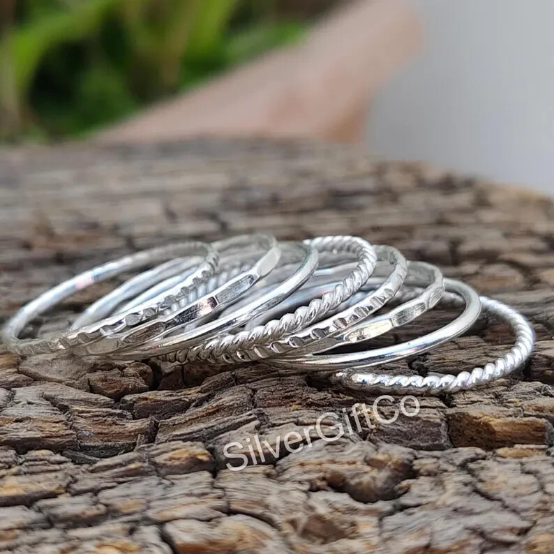 Stacking rings, stackable rings, stack rings, set of 8 ring, Sterling silver
