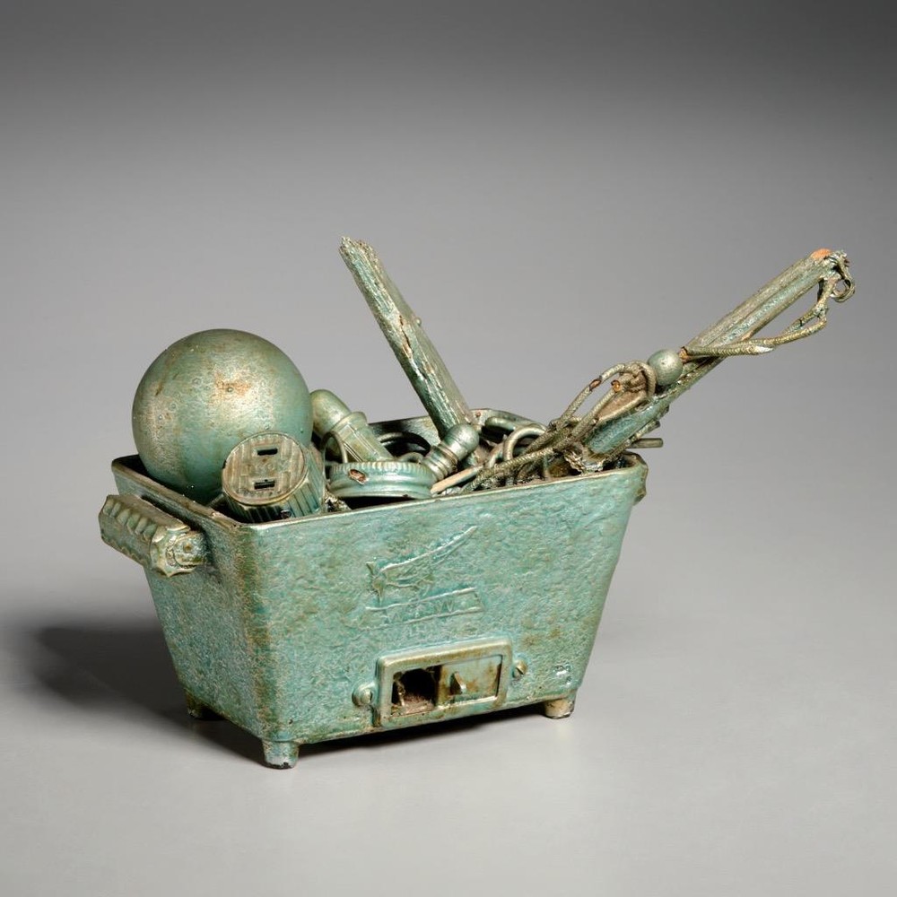 Found Objects Patinated Lightbulb Industrial Sculpture Modern Assemblage Art