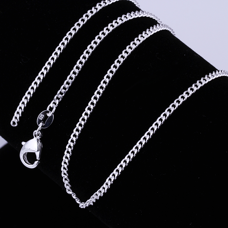 Wholesale 10pcs 925 Sterling Solid Silver Plated 2mm Curb Chain Necklace 16"-30"