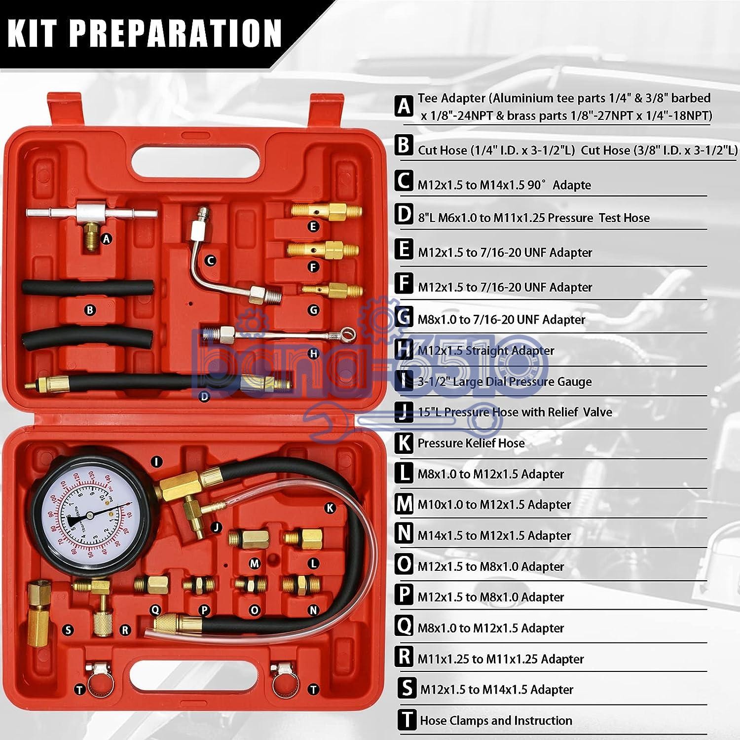 0-140PSI Fuel Injection Pump Pressure Tester Injector Pump Pressure Gauge Kit
