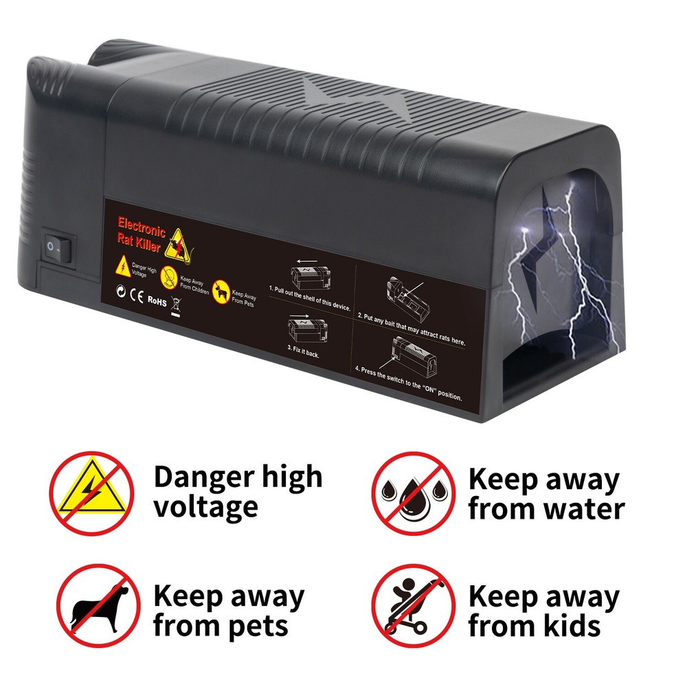 Electronic Mouse Trap Control Kill Big Rat Pest Electric Rodent Zapper Upgraded