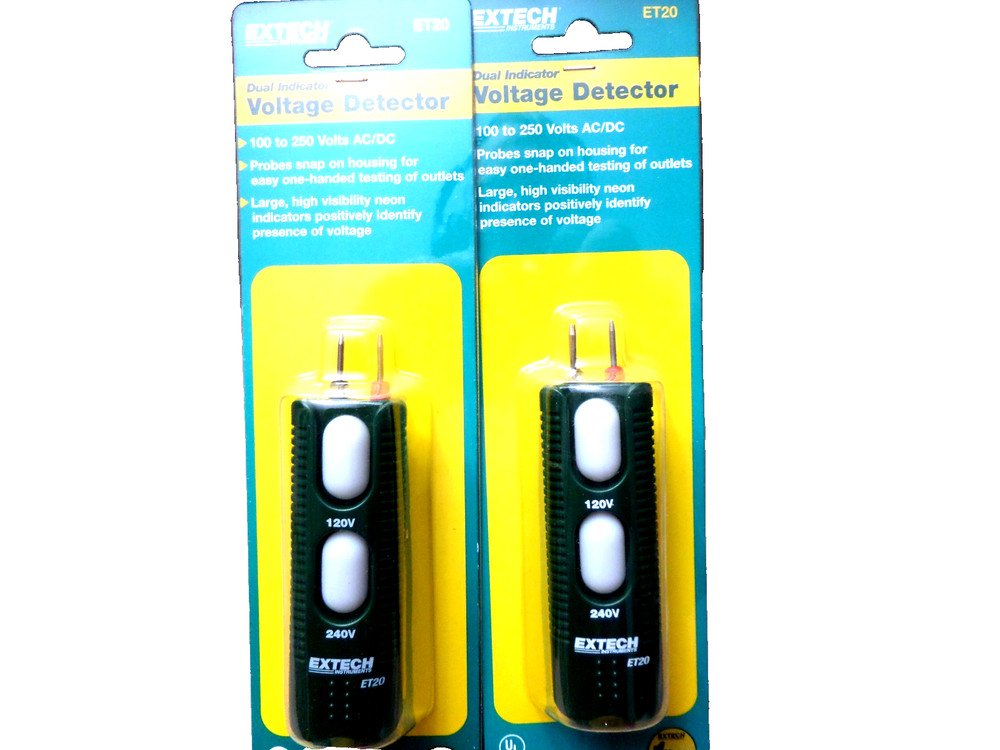 2- Extech ET20 Voltage Tester 100-250V AC/DC Electrical Circuit Detector