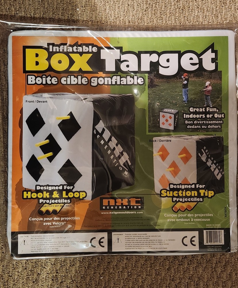 NXT Generation Inflatable Box Target – New Sealed – Hook & Loop & Suction Tip