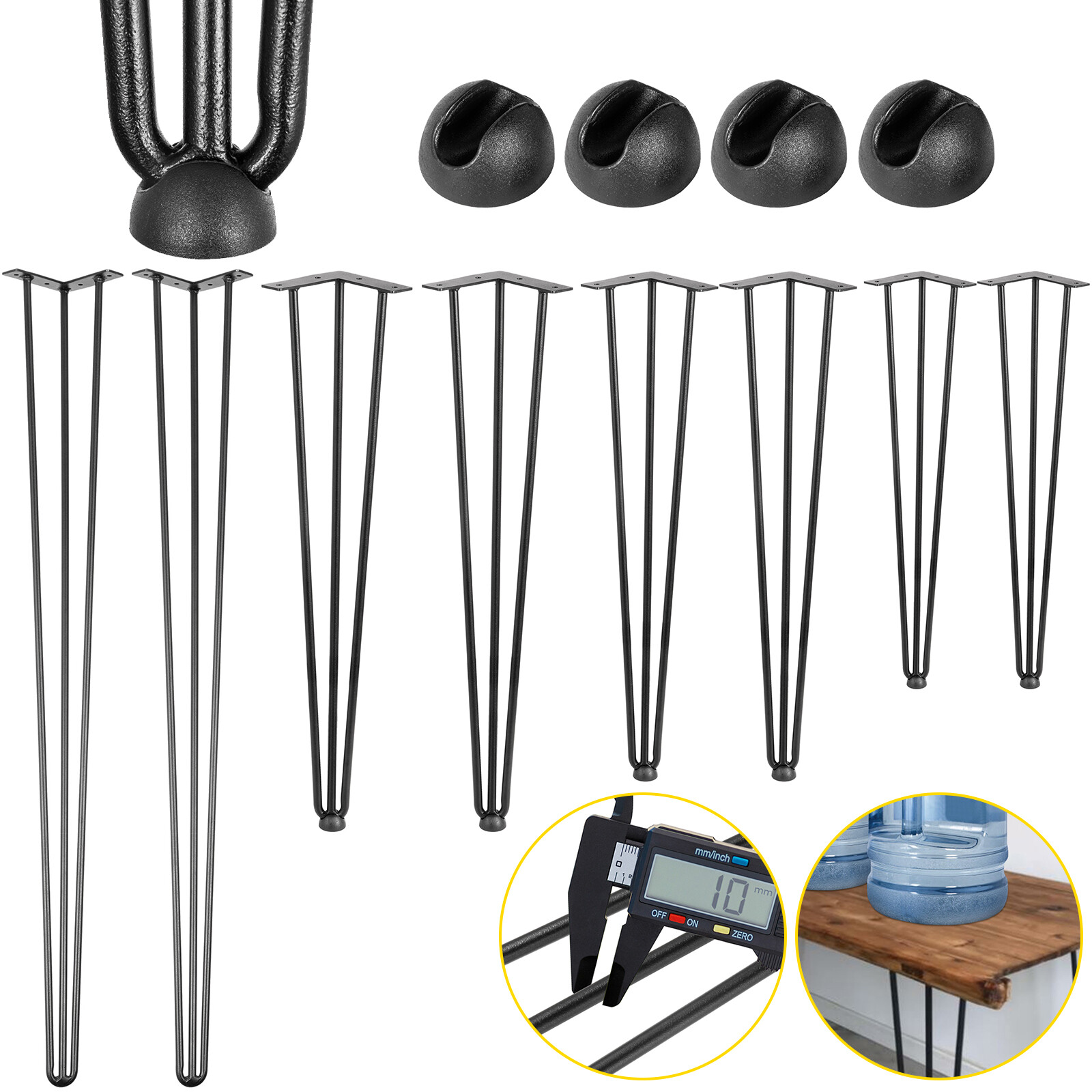 VEVOR Hairpin Table Legs 16 to 40in Coffee Table Metal Legs Solid Iron Set of 4