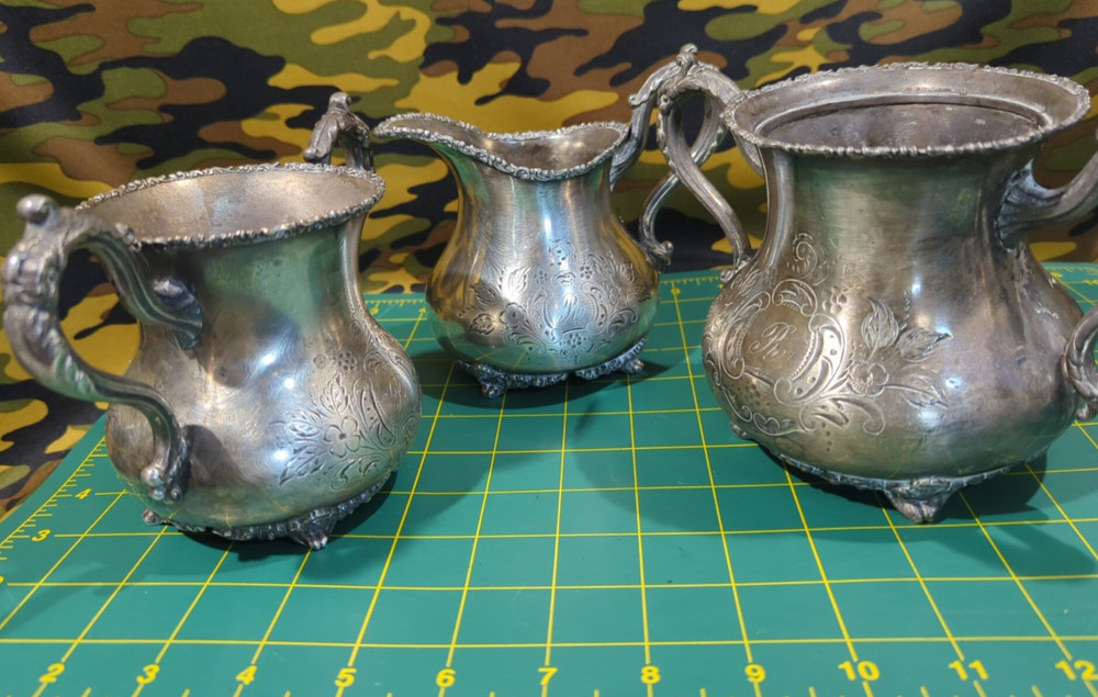 3 Piece Forbes Silver CO. Quadruple Plate Flower Pattern #156 R Weights In Pics