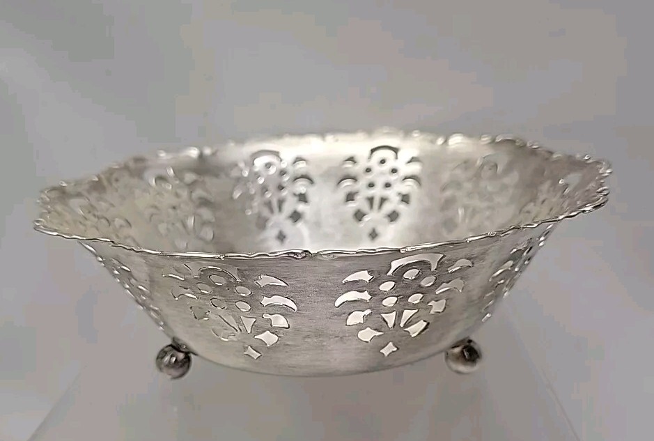 Vintage 1930s WMF 3 Footed Silverplate Over Brass Decorative Bowl Germany