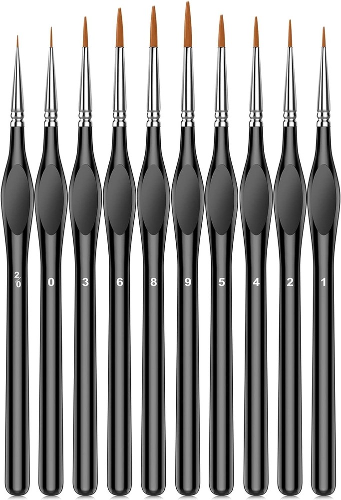 Micro Paint Brushes Set 10Pcs Fine Tip Acrylic Watercolor Tiny Detailing