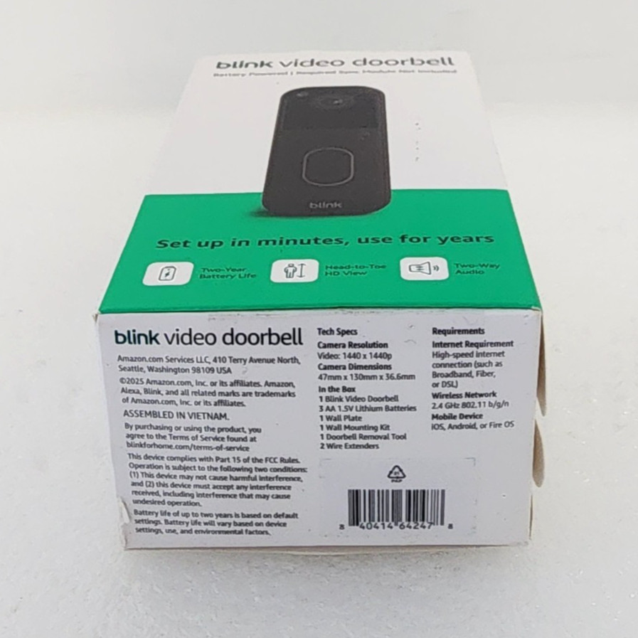 Blink Wireless Video Doorbell 2nd Gen Newest Model Black HD, NEW/SEALED