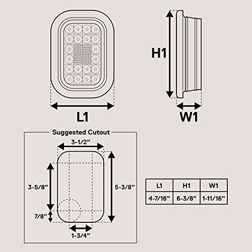 TRUE MODS 4pc 5x3 3x5 Inch Rectangle LED Trailer Tail Light Kit 4 Pack White