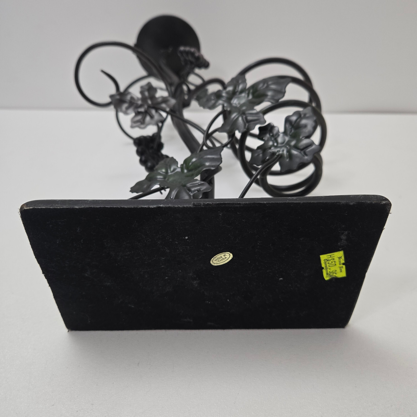 Metal Wine Rack, Holds Wine Bottle, 2 Glasses Candle On Top 17 1/2" tall