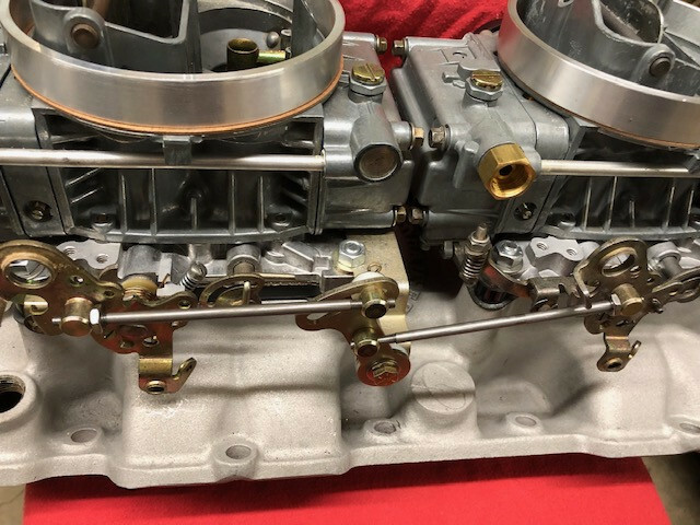 Dual quad 2x4 progressive linkage kit for 1850 style Holley carbs