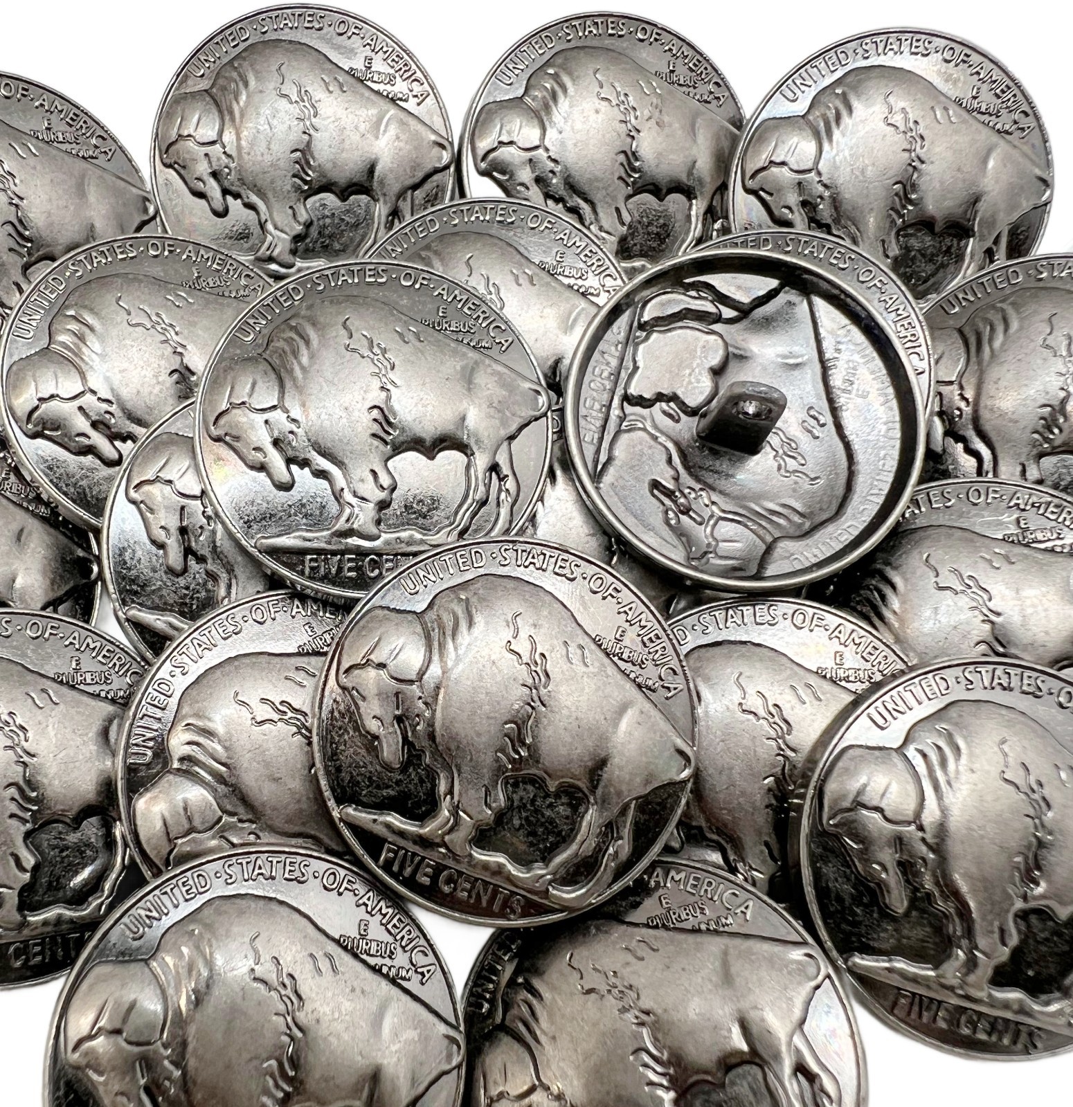 10PC Gunmetal Buffalo Rustic Metal Buttons Shank Buttons 1" 26mm