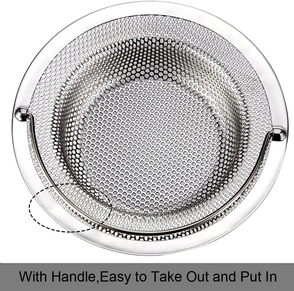 Kitchen Sink Strainer, 2-Pack Sink Strainer Basket with Handle, 4.5" Diameter, S
