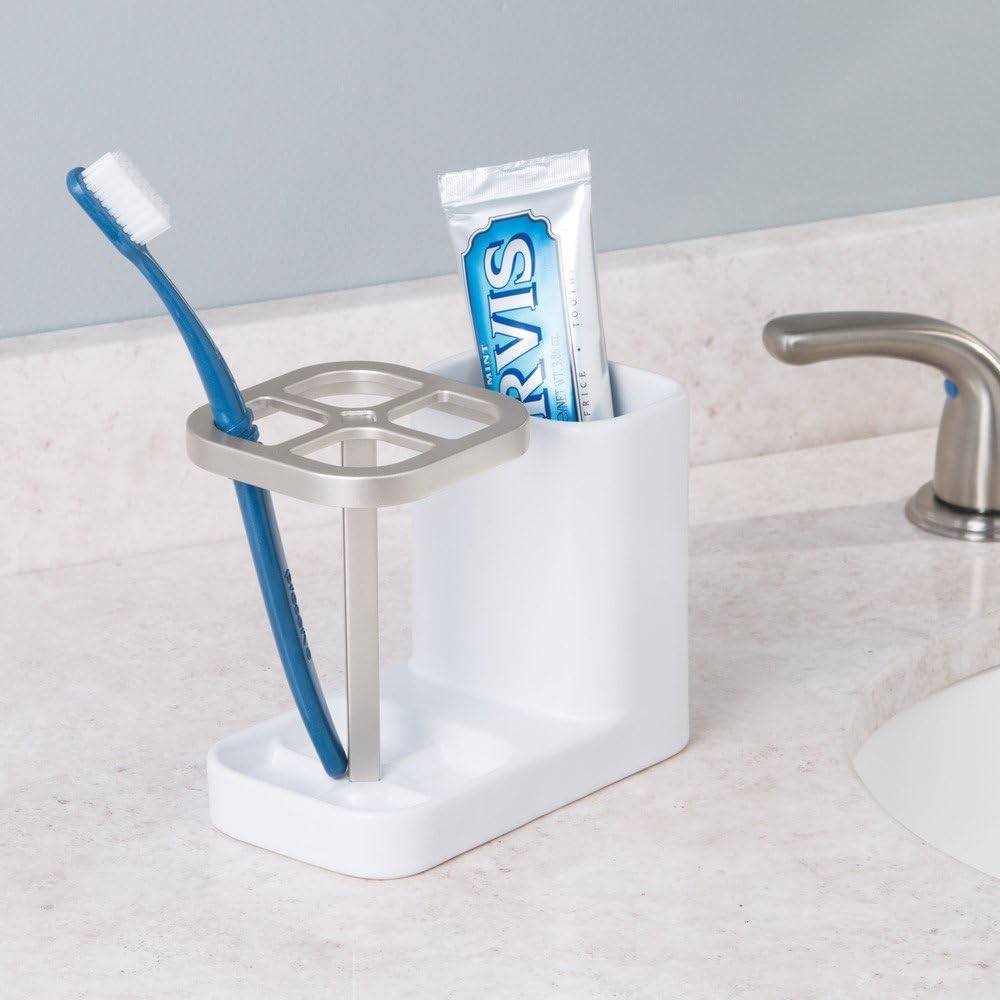 iDesign Sedona Ceramic Toothbrush & Toothpaste Holder for Bathroom