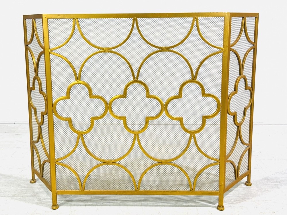 Vintage Iron Tri-Fold Fireplace Spark Screen