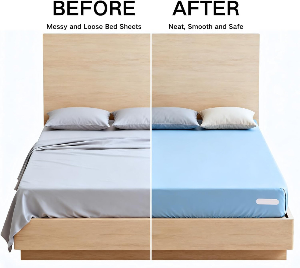 Durable Bed Sheet Holders for Corners - 4 Pack White Sheet Clips