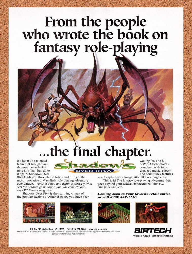 1996 Shadows Over Riva PC Original Advertisement / Retro Promo v3