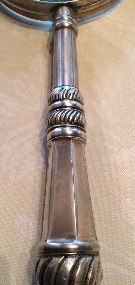 Large Silver-Plated Magnifying Glass 12 Inches Long, 4 Inch Diameter Glass