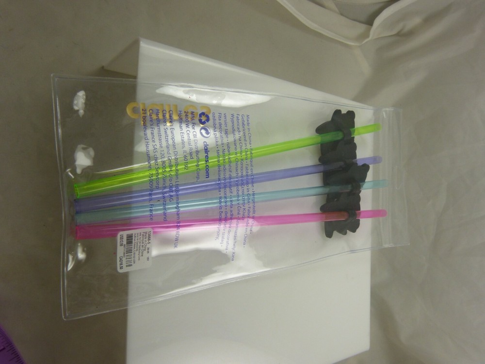 plastic Panda reusable straws multi color tall