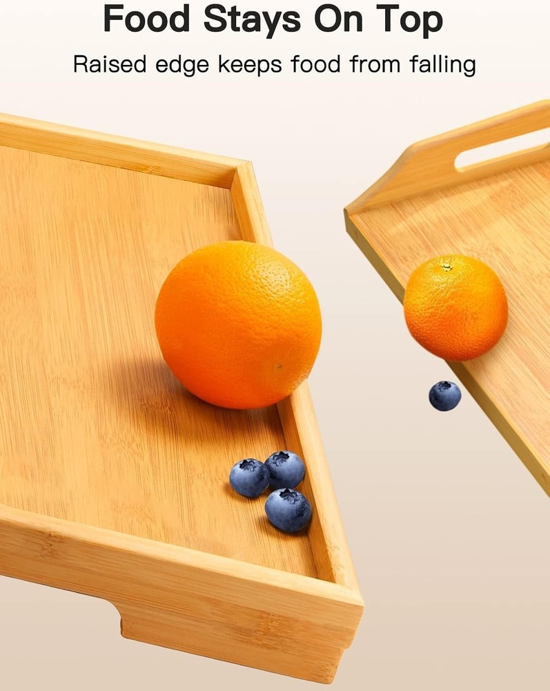 Space-Saving Bamboo Bed Tray - Lightweight, 2-Pack for Comfort and Convenience