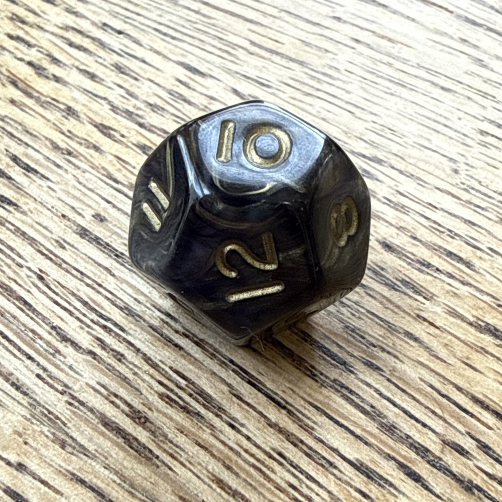 Crystal Caste Ancient / Goldmist - Black - Complete 7 dice Set + 2 Extra D6