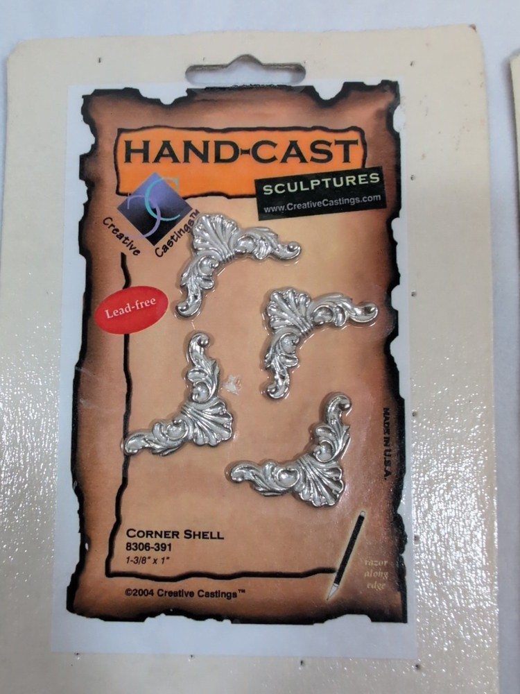 2 Packages Lead Free Hand-Cast Sculptures Corner Shell