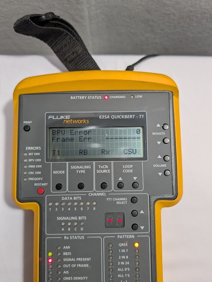 Fluke Networks 635A QuickBERT-T1 Handheld Test Set Kit -Manual &Leads (TESTED)