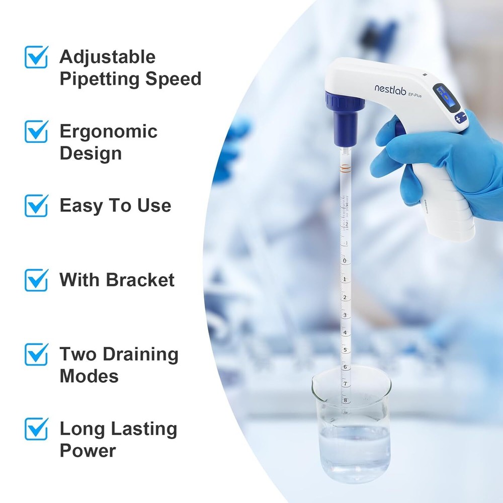 Electronic Pipettor 0.1-100ml Controller for Lab LCD Screen 6 Adjustable Speed