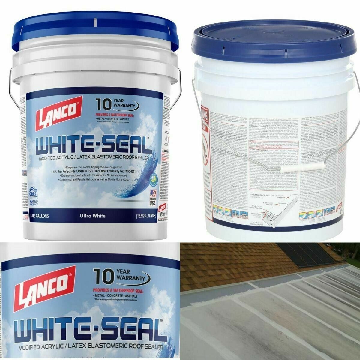 ELASTOMERIC ROOF SEALER 5 Gallon White Coating Waterproof Rubberized Cool RV
