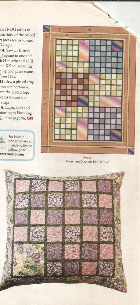 L0098 KYOTO QUILT & PILLOW PATTERN/INSTRUCTIONS